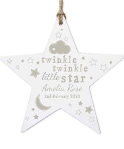 Personalised Twinkle Twinkle Wooden Star Decoration