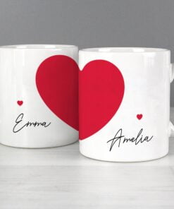Personalised Two Hearts Mug Set