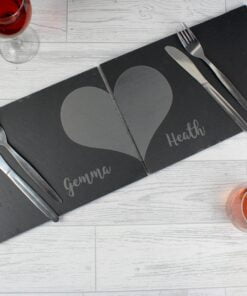 Personalised Two Hearts Slate Placemat Set
