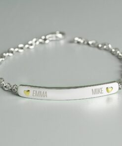 Personalised Two Names Sterling Silver and 9ct Gold Bar Bracelet