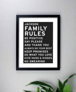 Personalised Typography Black Framed Print