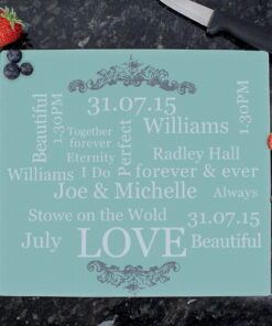 Personalised Typography Glass Chopping Board/Worktop Saver