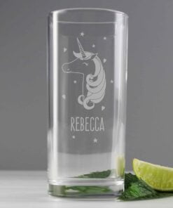 Personalised Unicorn Engraved Hi Ball Glass