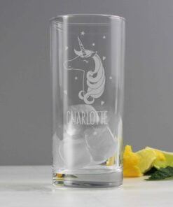Personalised Unicorn Engraved Hi Ball Glass