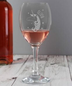 Personalised Unicorn Engraved Wine Glass