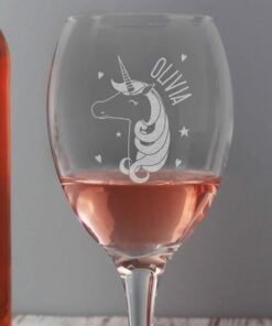 Personalised Unicorn Engraved Wine Glass