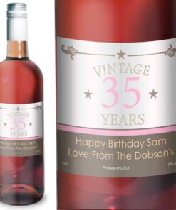 Personalised Vintage Numbers Rose Wine