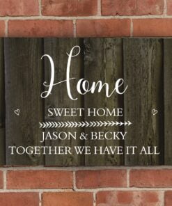 Personalised Walnut Wood Grain Metal Sign