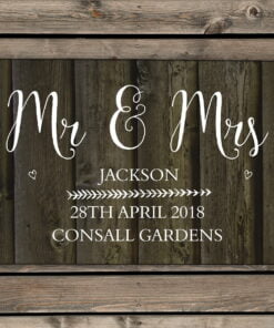 Personalised Walnut Wood Grain Metal Sign