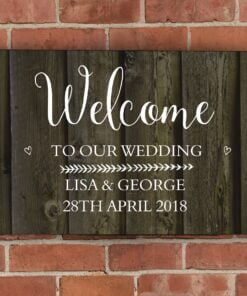 Personalised Walnut Wood Grain Metal Sign