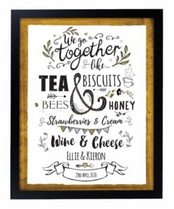 Personalised We Go Together Like… Black Framed Print
