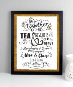 Personalised We Go Together Like… Black Framed Print