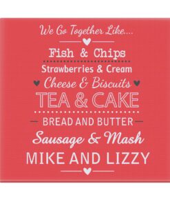 Personalised We Go Together Like…. Glass Chopping Board/Worktop Saver