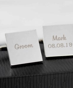 Personalised Wedding Role Square Cufflinks -1 line