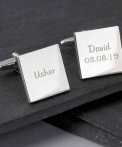 Personalised Wedding Role Square Cufflinks -1 line