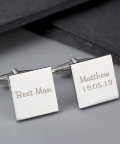Personalised Wedding Role Square Cufflinks -1 line