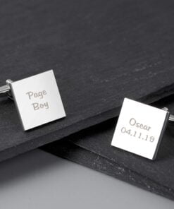 Personalised Wedding Role Square Cufflinks – 2 lines