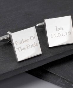 Personalised Wedding Role Square Cufflinks – 2 lines