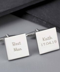 Personalised Wedding Role Square Cufflinks – 2 lines