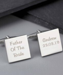 Personalised Wedding Role Square Cufflinks -3 lines