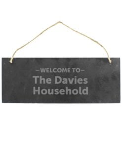 Personalised Welcome To… Hanging Slate Plaque