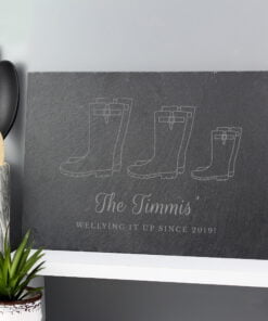 Personalised Welly Boot Family of Three Slate