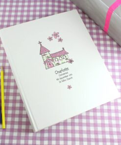 Personalised Whimsical Church Pink Traditional Album