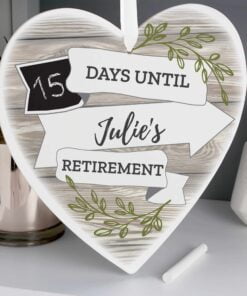 Personalised White Arrow Banner Chalk Countdown Wooden Heart Decoration