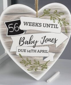 Personalised White Arrow Banner Chalk Countdown Wooden Heart Decoration
