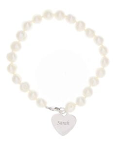 Personalised White Freshwater Pearl Scripted Name Bracelet