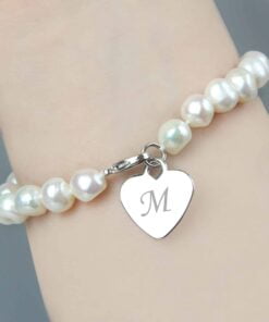 Personalised White Freshwater Scripted Initial Pearl Bracelet