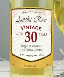 Personalised White Wine Vintage Age Label