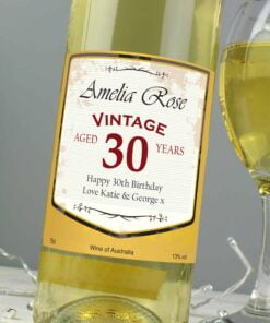 Personalised White Wine Vintage Age Label