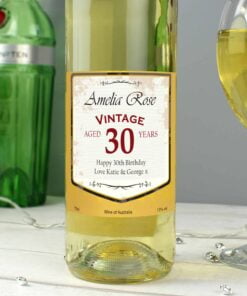 Personalised White Wine Vintage Age Label