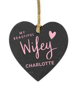 Personalised Wifey Slate Heart Decoration