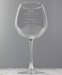 Personalised ‘Wine Improves with Age’ Bottle of Wine Glass