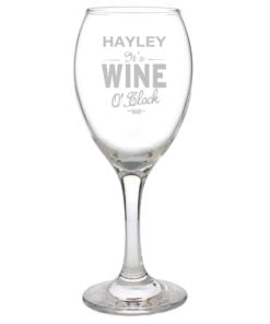 Personalised Wine O’Clock Engraved Wine Glass