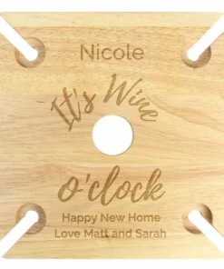 Personalised Wine O’clock Four Wine Glass Holder & Bottle Butler