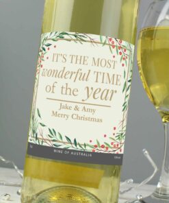 Personalised ‘Wonderful Time of The Year’ Christmas White Wine