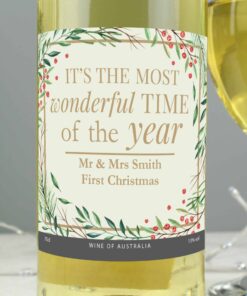 Personalised ‘Wonderful Time of The Year’ Christmas White Wine