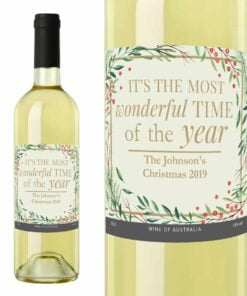 Personalised ‘Wonderful Time of The Year’ Christmas White Wine