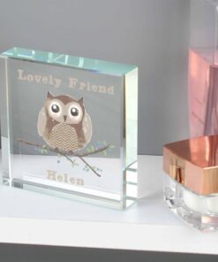 Personalised Woodland Owl Large Crystal Token