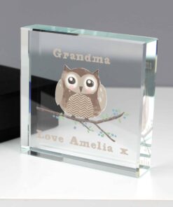 Personalised Woodland Owl Large Crystal Token