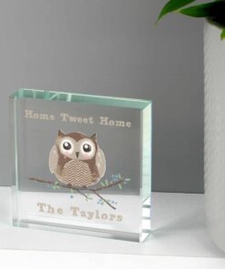 Personalised Woodland Owl Large Crystal Token