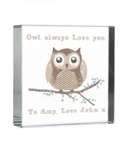 Personalised Woodland Owl Large Crystal Token