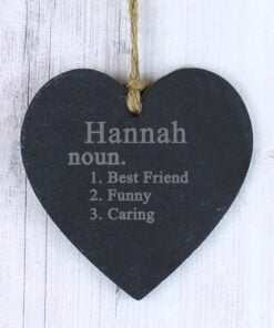 Personalised Word Definition Slate Heart Decoration