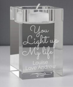 Personalised You Light Up My Life Glass Tea Light Holder