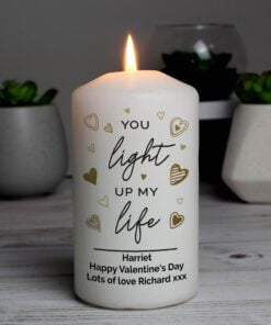 Personalised You Light Up My Life Pillar Candle