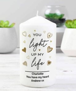Personalised You Light Up My Life Pillar Candle