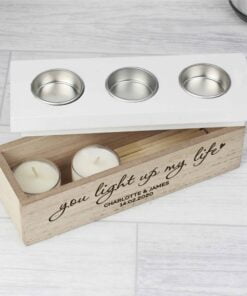 Personalised You Light Up My Life Triple Tea Light Box